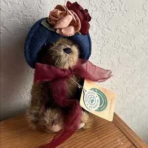 Boyds Bears Plush with Blue Hat and Red Accents
